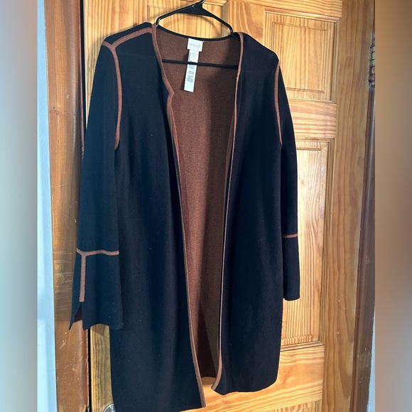 Chico's Tops - Black and Brown Open Cardigan relived Chico sweater size 1